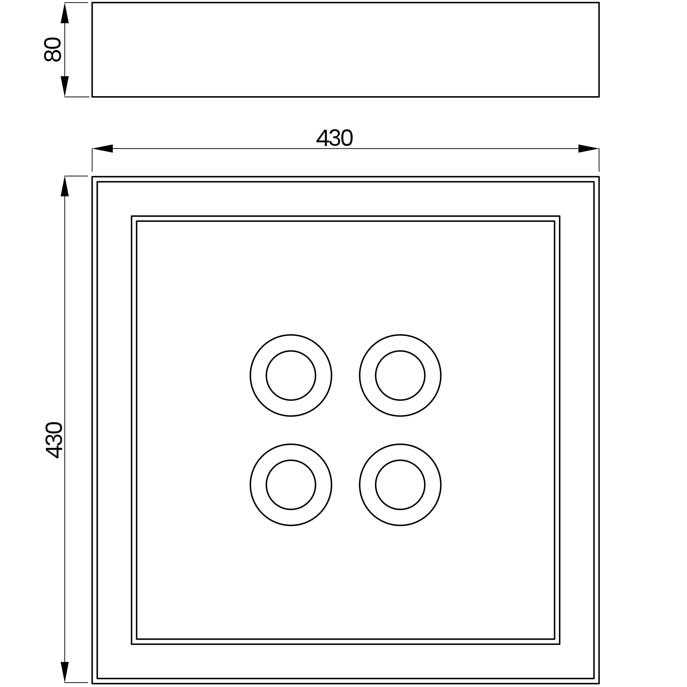 Desenho técnico cotado do plafon, da Usina Design