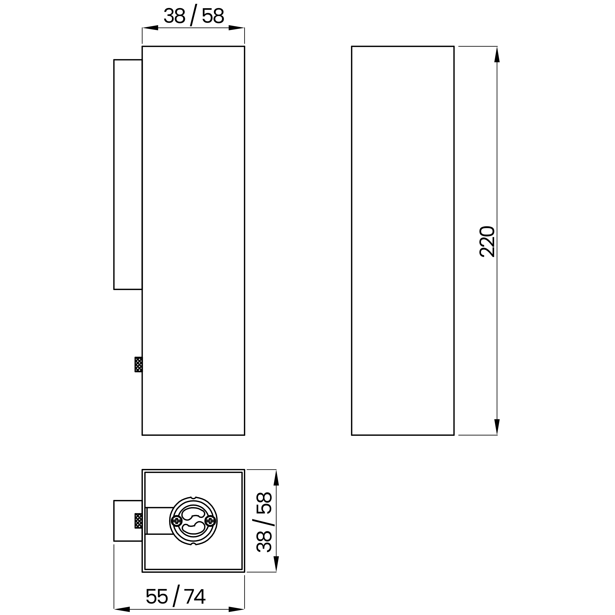 Desenho técnico cotado da arandela, da Usina Design
